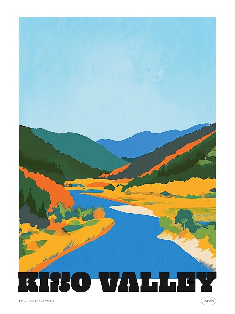 Kiso Valley Japan Colourful Travel Poster