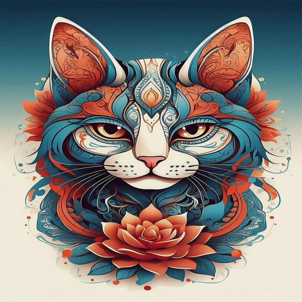 Cat With Flowers
