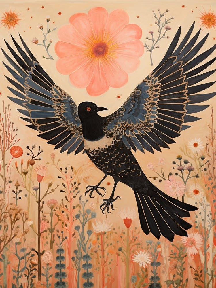 Magpie 3 Detailed Bird Painting