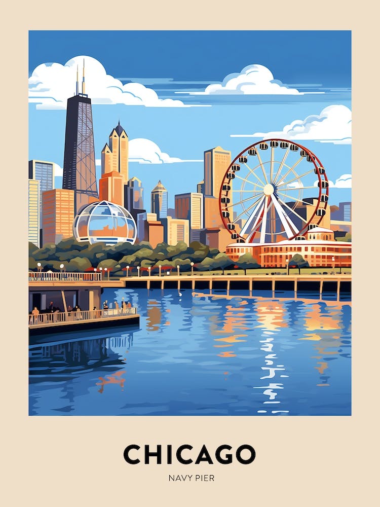 Navy Pier 3 Chicago Travel Poster