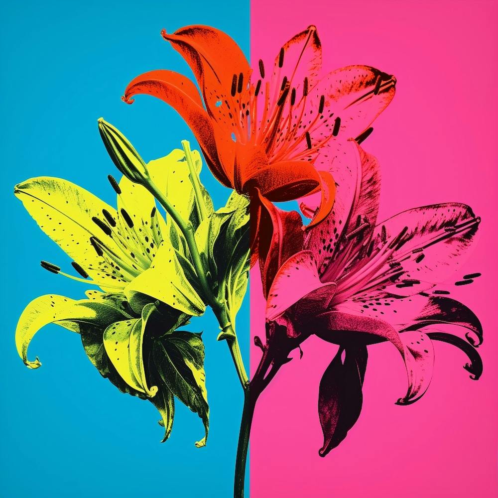 Andy Warhol Style Pop Art Flowers Gloriosa Lily 2 Square