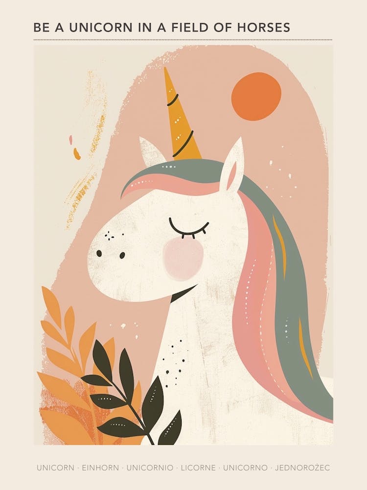 Unicorn Pink Muted Pastels 2 Poster
