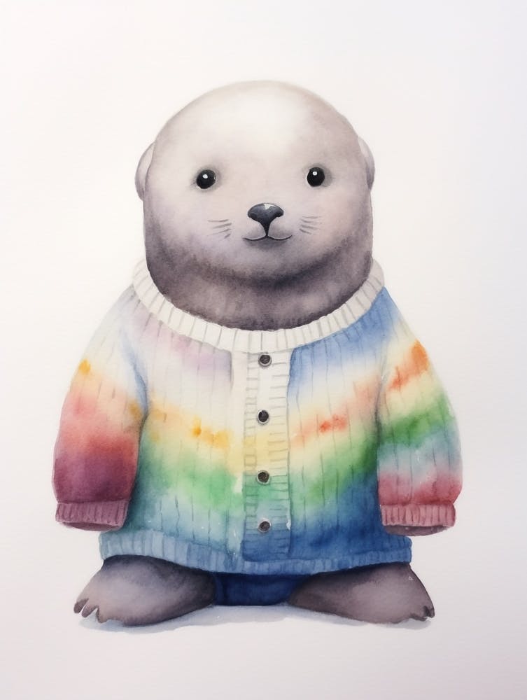 Baby Animal Watercolour Seal 1