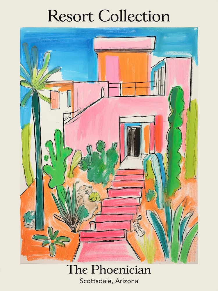 Poster Of The Phoenician   Scottsdale, Arizona   Resort Collection Storybook Illustration 3
