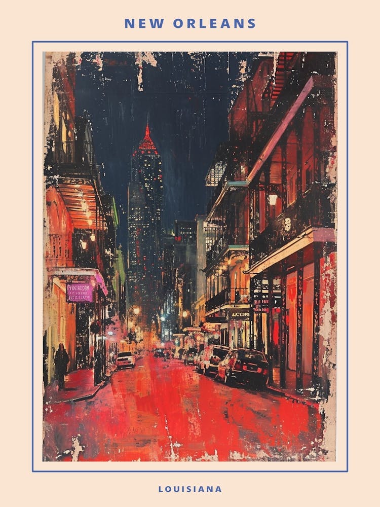 Retro New Orleans Painting Style Poster 1
