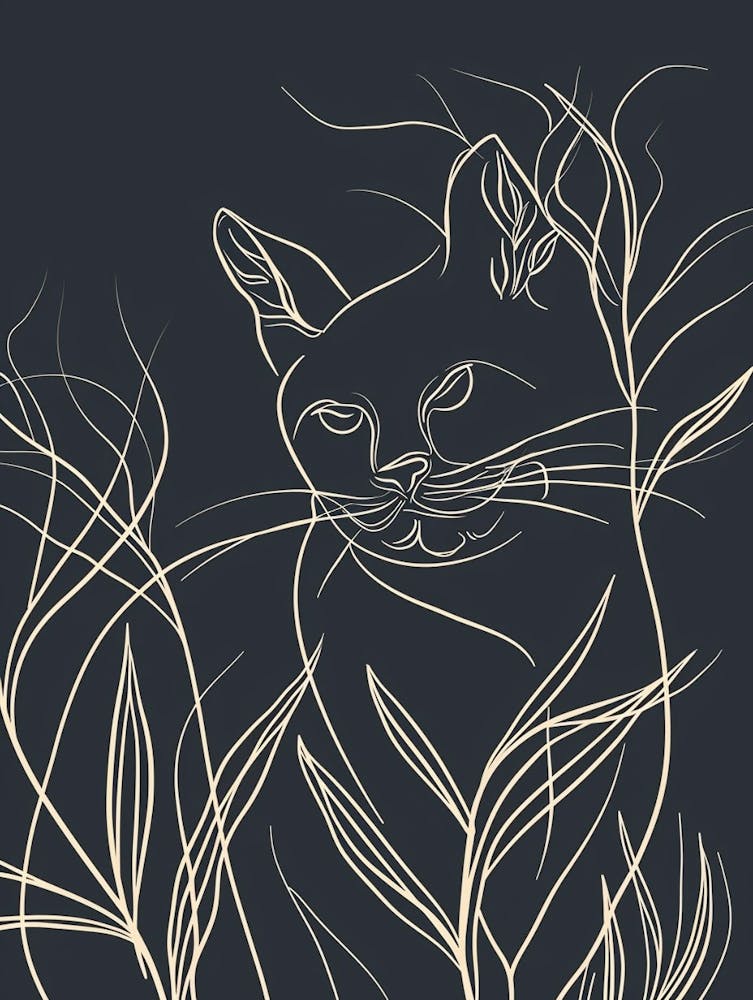 Tiffany Cat Minimalist Illustration 2