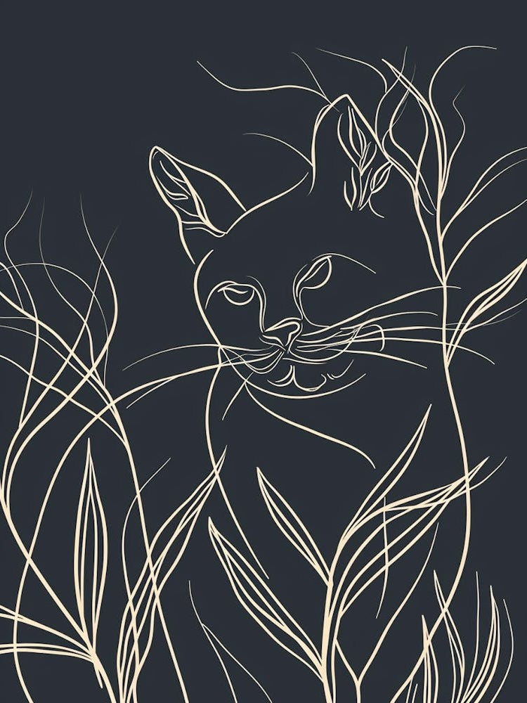 Tiffany Cat Minimalist Illustration 2