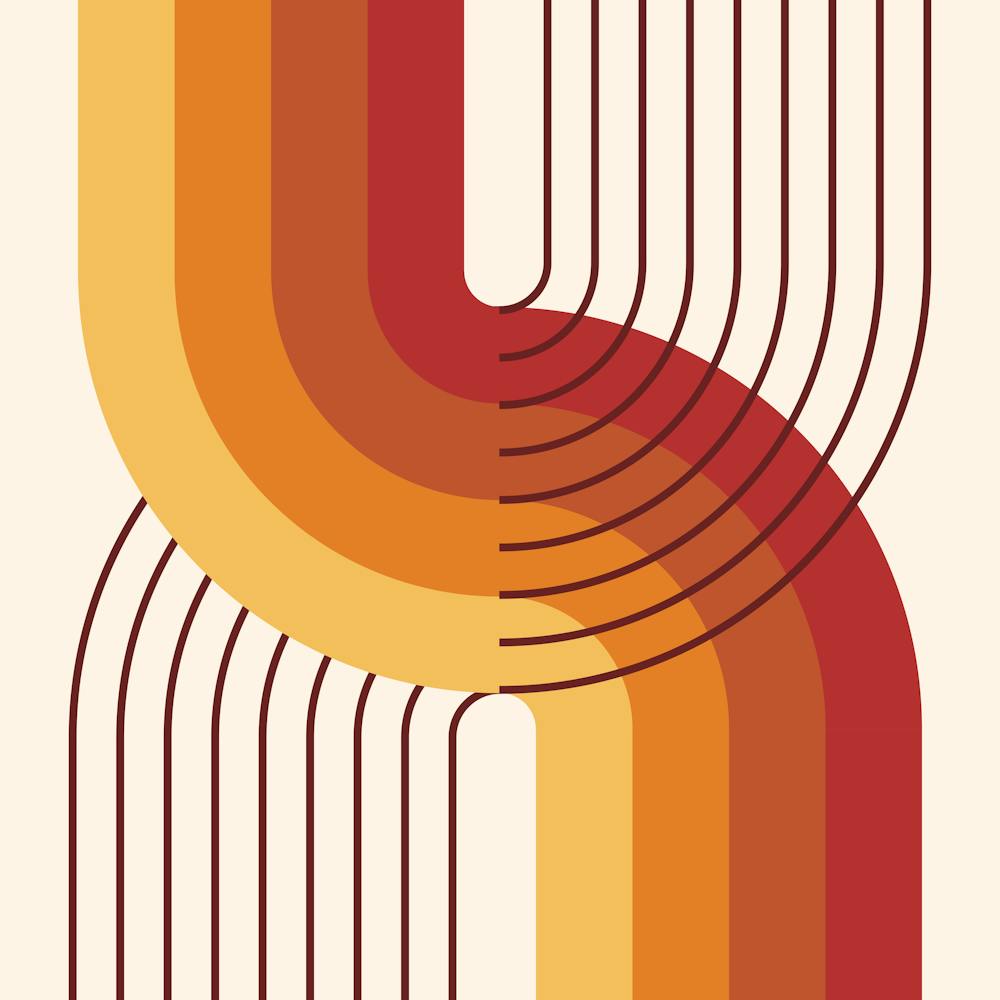 Midcentury Modern Geometric Rainbow Abstract Iv In Vintage Vibes 02