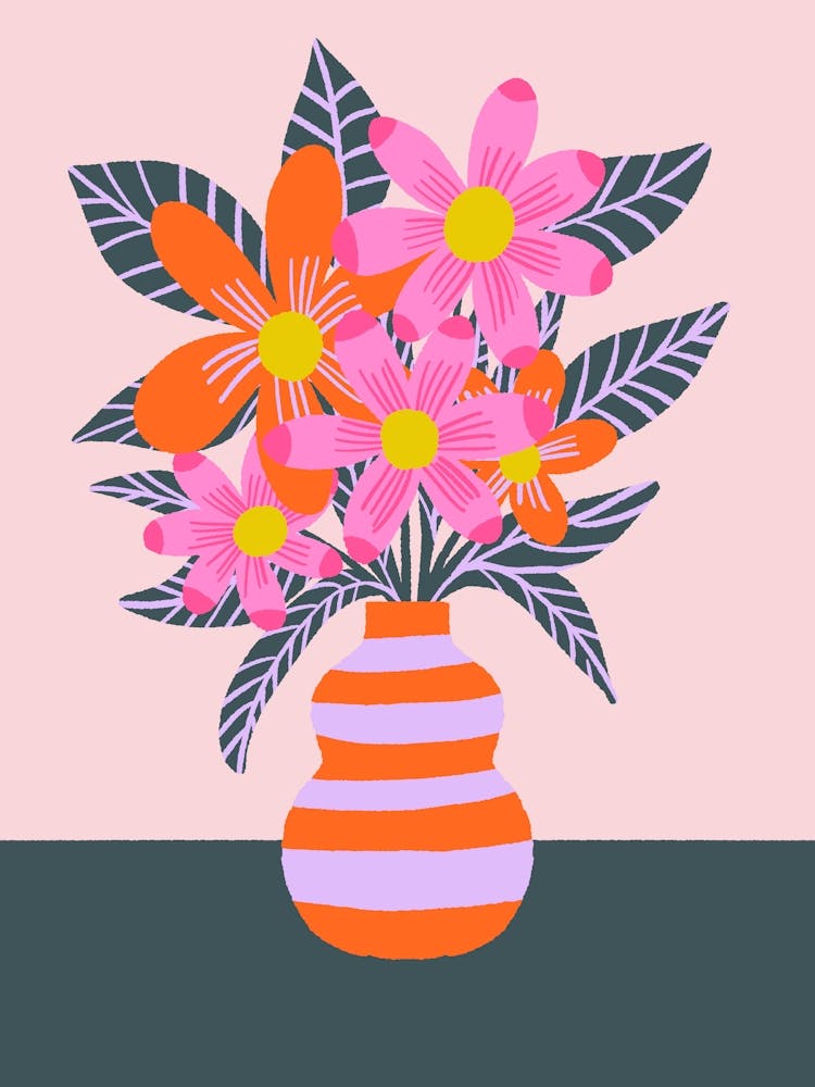 Colorful Flowers In A Vase