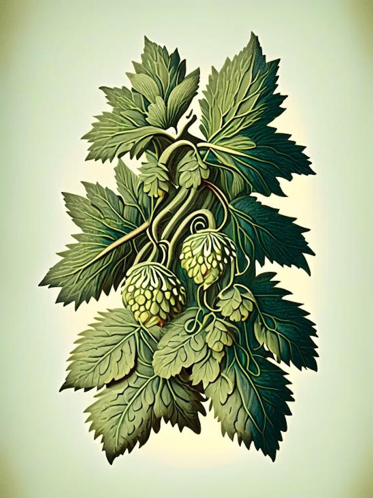 Hops Herb Vintage Botanical