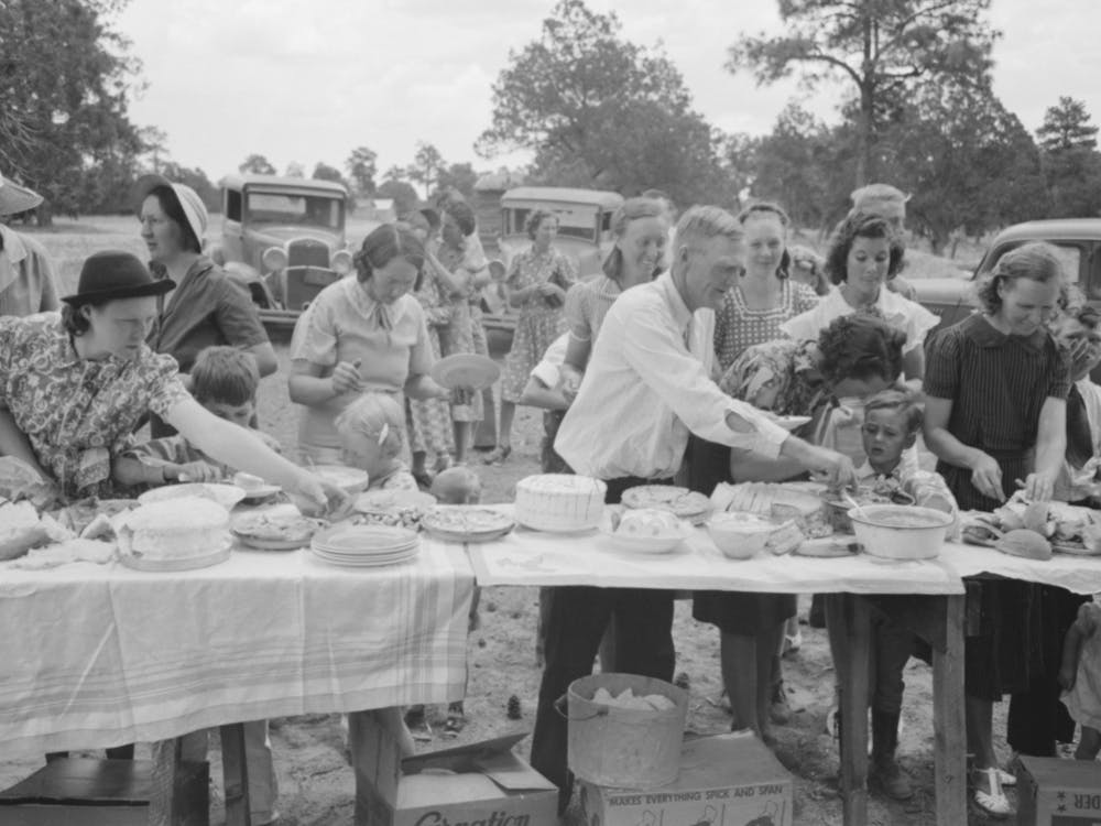 Farm Folks, Mostly Homesteaders, At Dinner During The All Day Community Sing, Pie Town, New Mexico By Russell