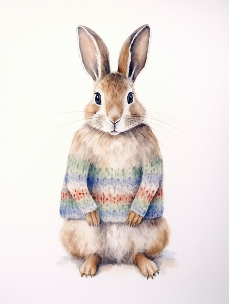 Baby Animal Watercolour Hare 1