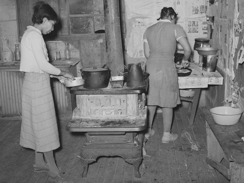 Wife And Daughter Of Pomp Hall, Tenant Farmer, Preparing Supper, Creek County, Oklahoma, See General Caption Numb