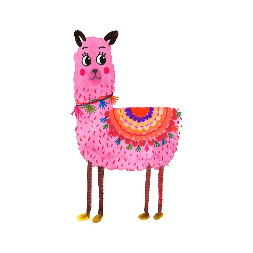 Llama Black White Square