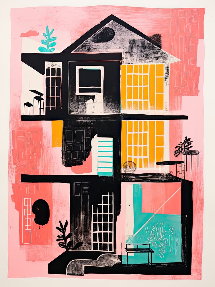A House In Copenhagen, Abstract Risograph Style 4