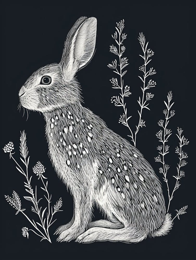 English Spot Rabbit Minimalist Illustration 2