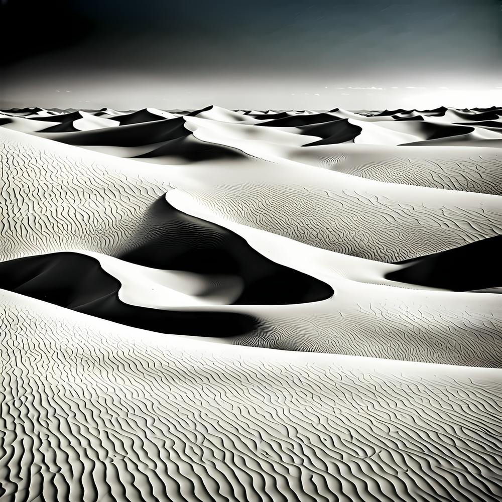 Sand Dunes, black and white art 1