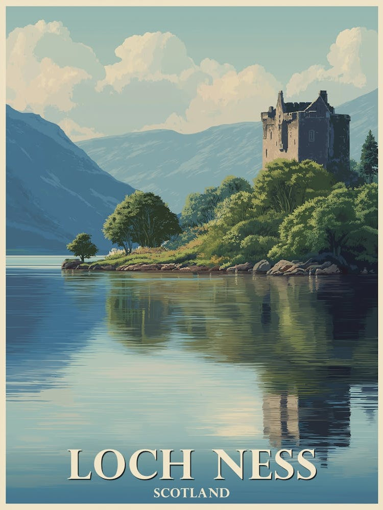 Vintage Loch Ness Poster: Highlands Majesty