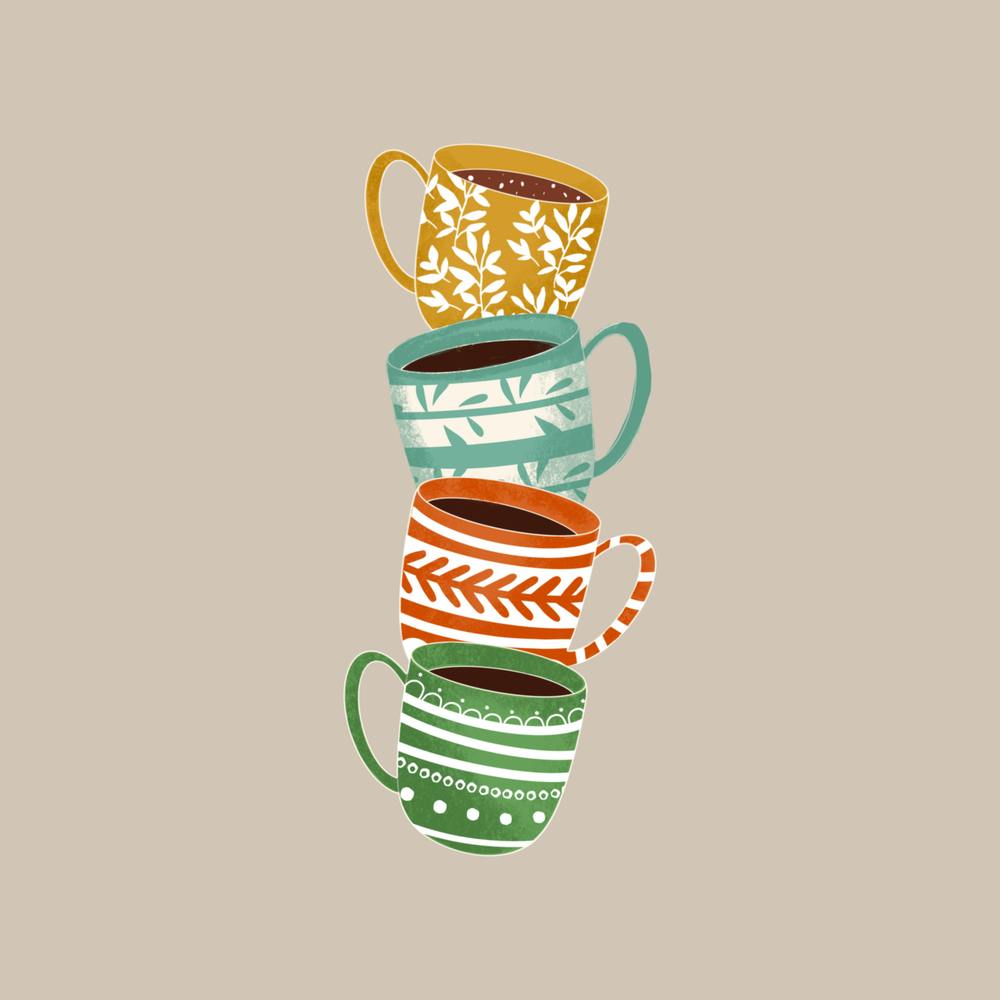 Süße Kaffeetasse Grauer Druck