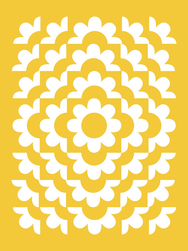 Abstract Flowers Pattern 13 In Summer Mustard Yellow 01