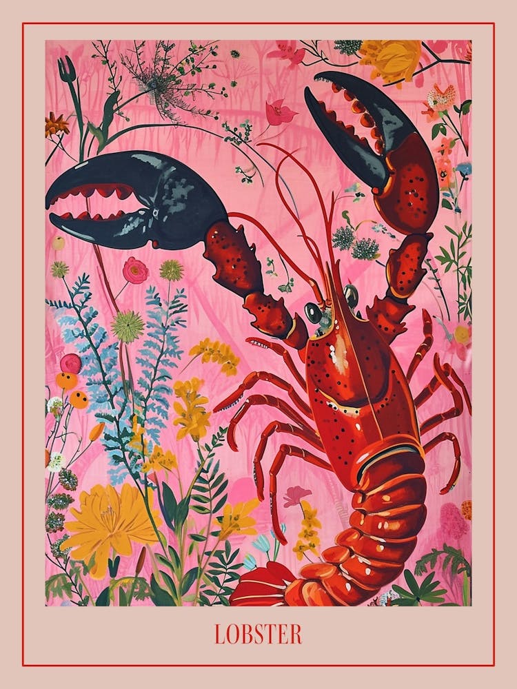 Floral Animal Painting Lobster 2 Poster