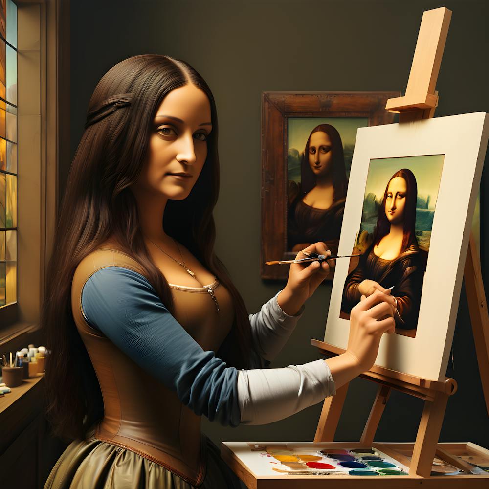 Mona lisa tries painting