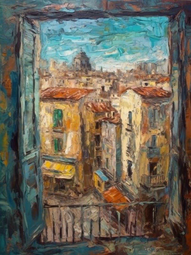 Window View Of Rome In The Style Of Expressionism 2