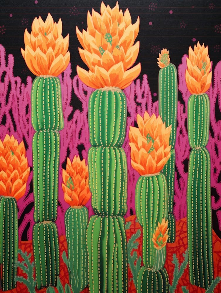 Mexican Style Cactus Illustration Woolly Torch Cactus 2