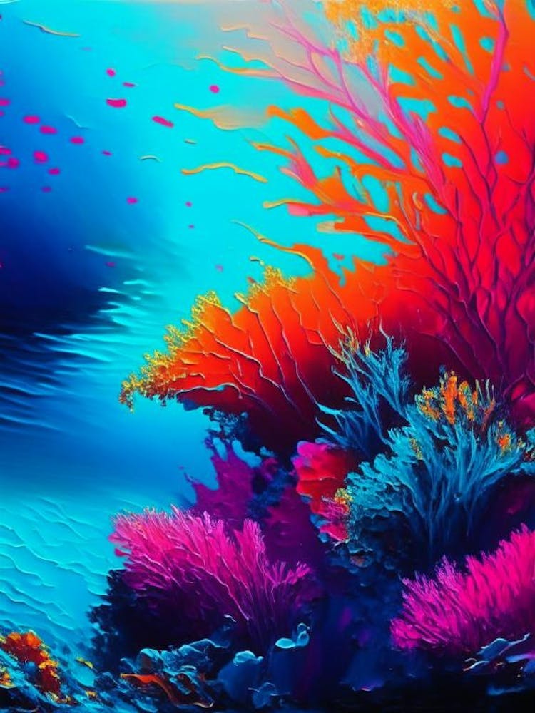Coral Reef Waterscape Bright Abstract 3