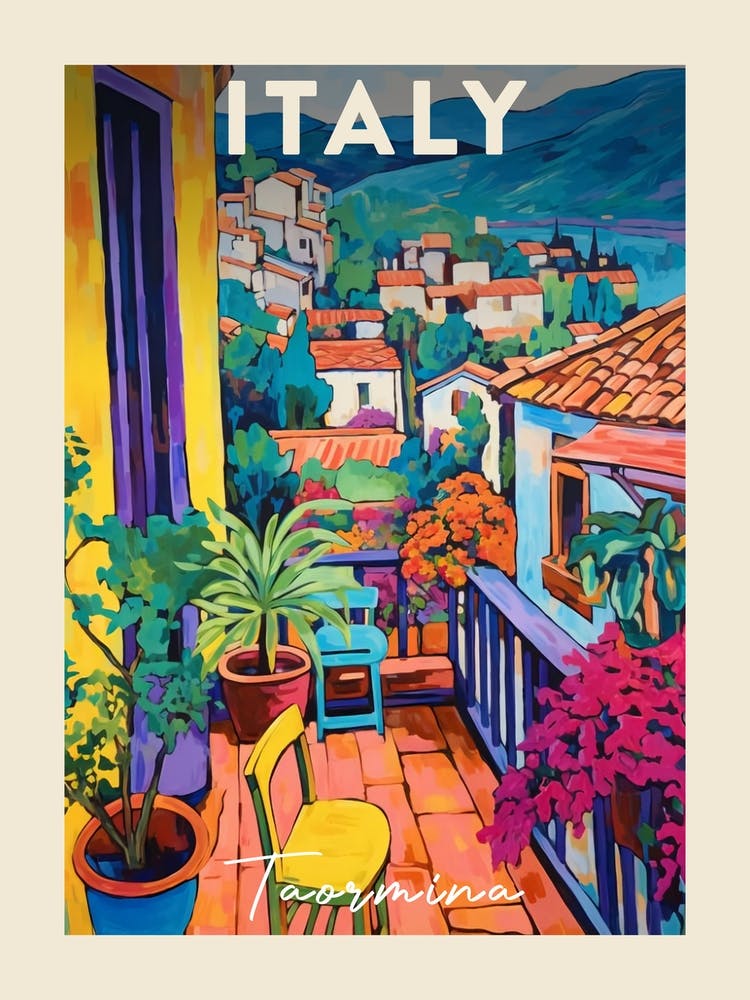 Taormina Italy 4 Fauvist Painting Travel Poster