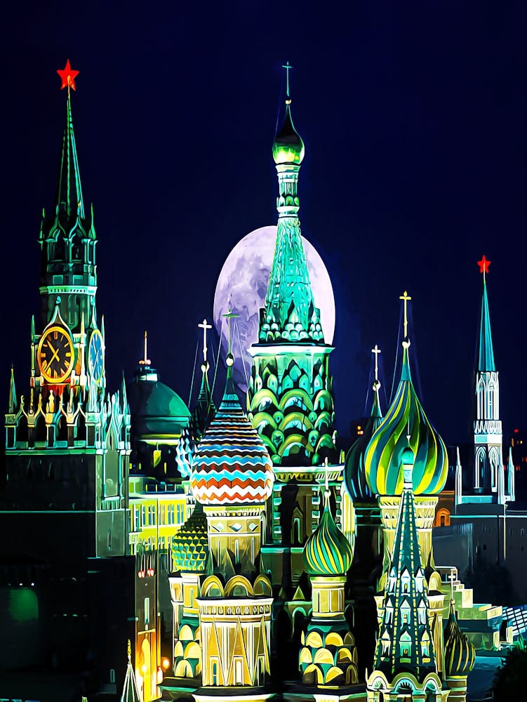 Night View Of Kremlin Buildings
