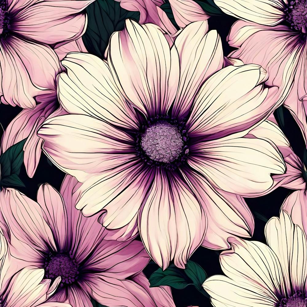 Pink Daisy Seamless Pattern 1