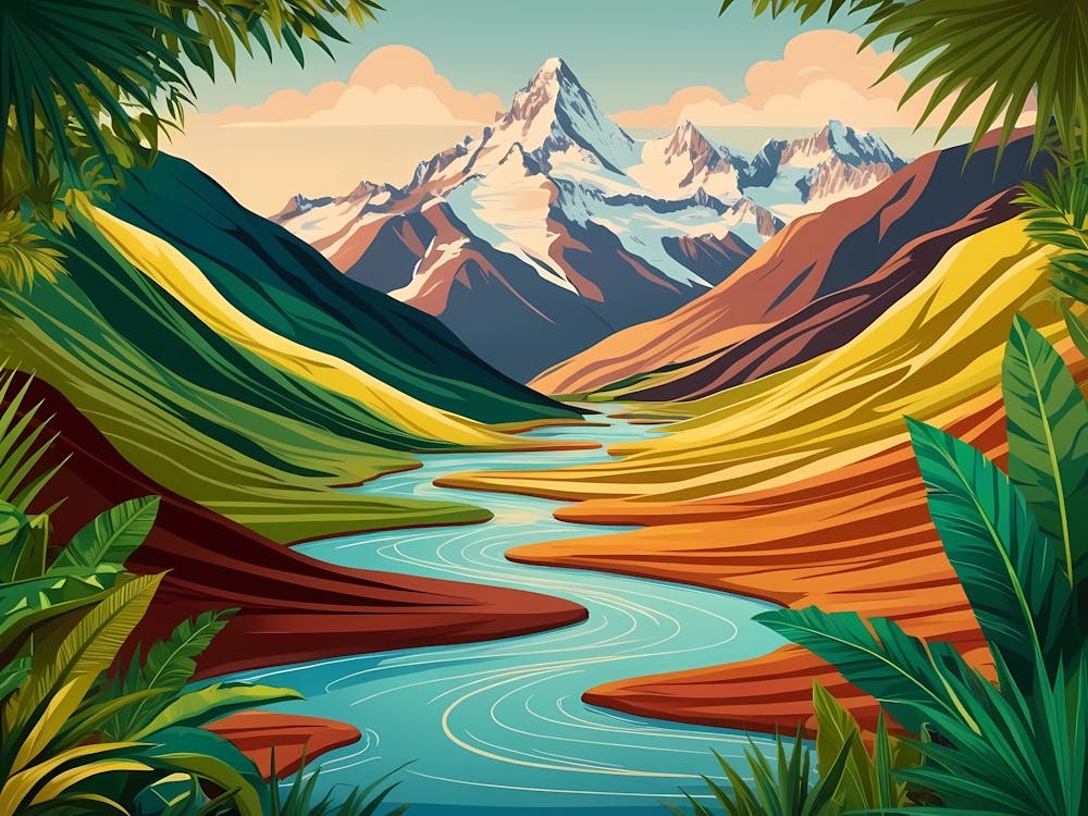 Landscape With Mountains And River 2