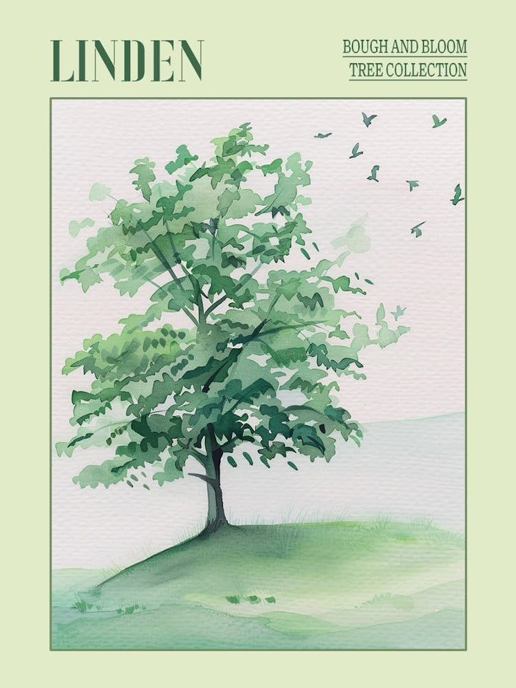 Linden Tree Atmospheric Watercolour Painting 7 Poster