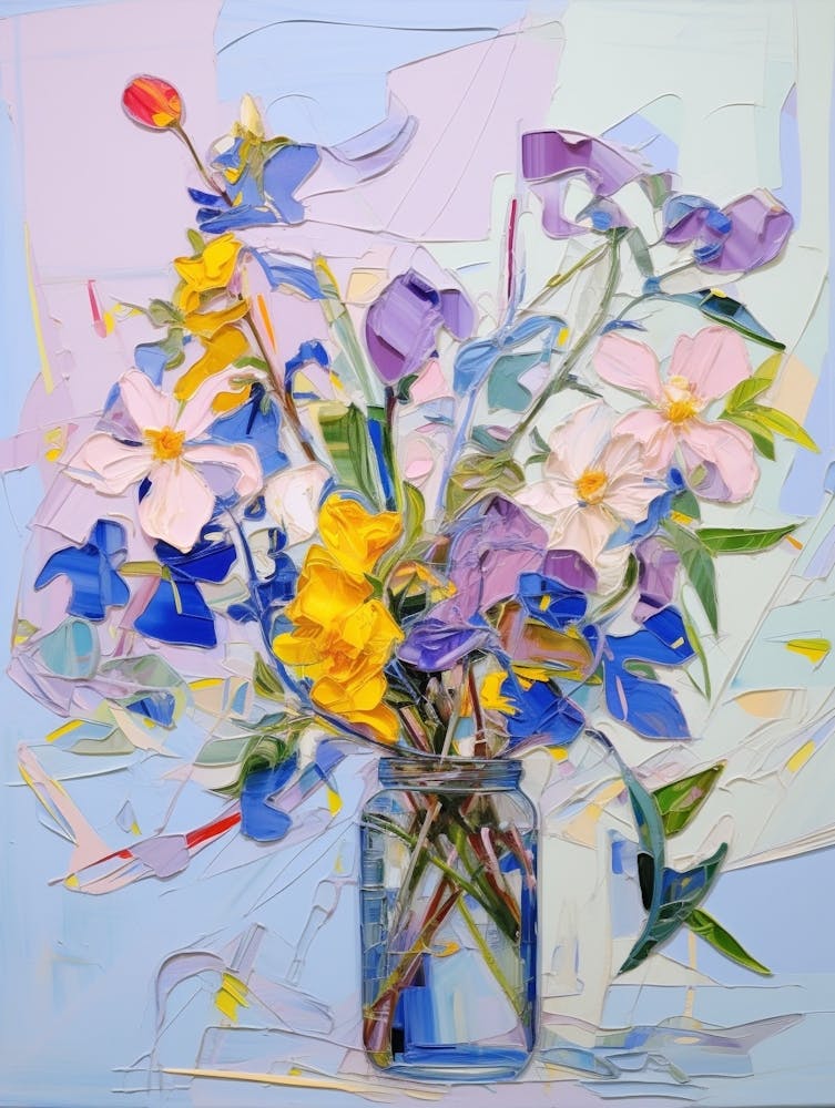 Abstract Flower Painting Periwinkle 2