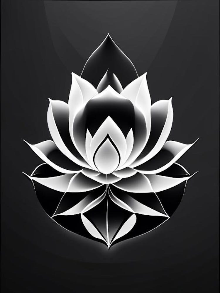Sacred Lotus Black And White Geometric 2