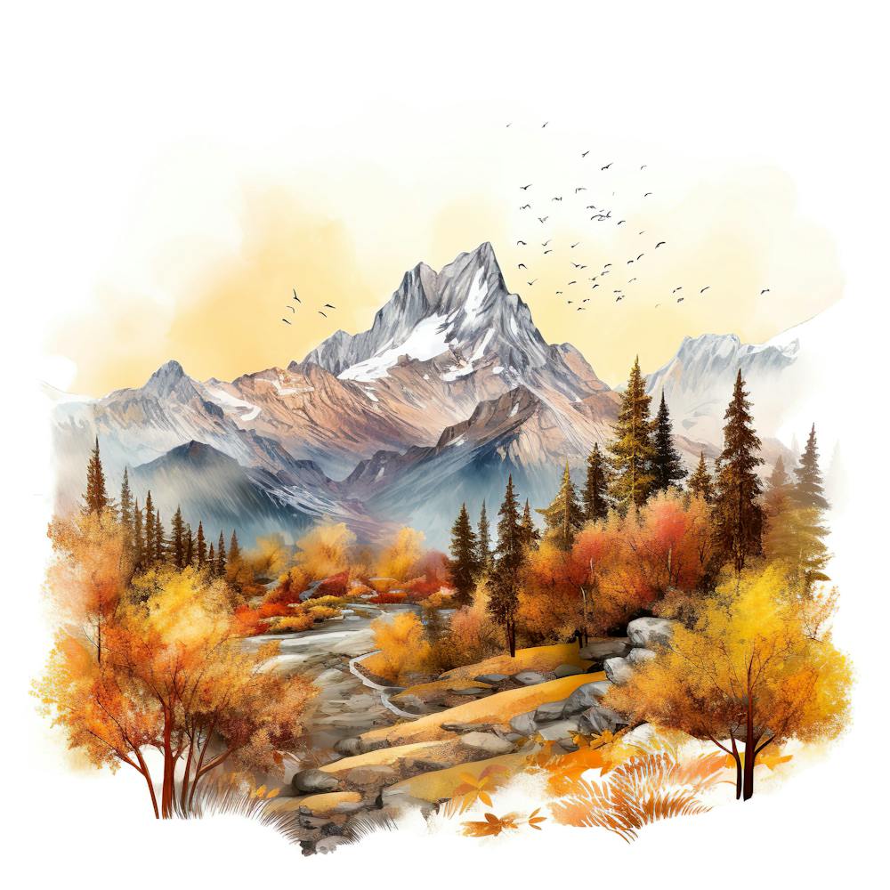 Autumn Landscape Watercolor Painting 6