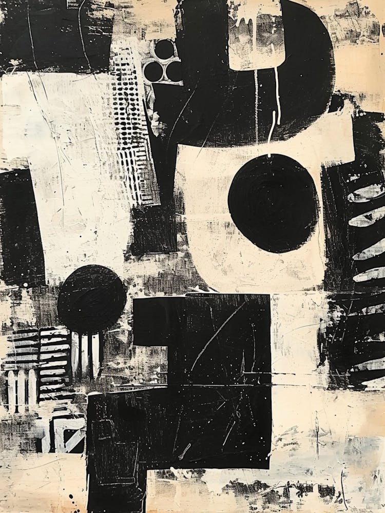 Abstract Black & White Gouache Pattern 1