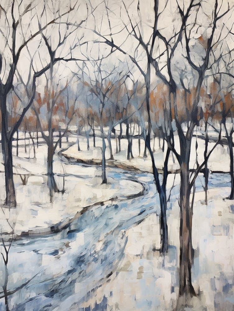Winter City Park Painting Franklin Delano Roosevelt Park Philadelphia 3