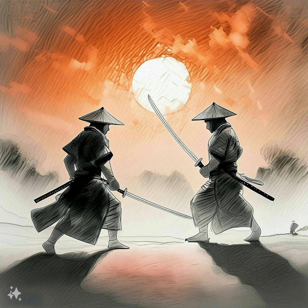 Samurai duel in the sunset  2