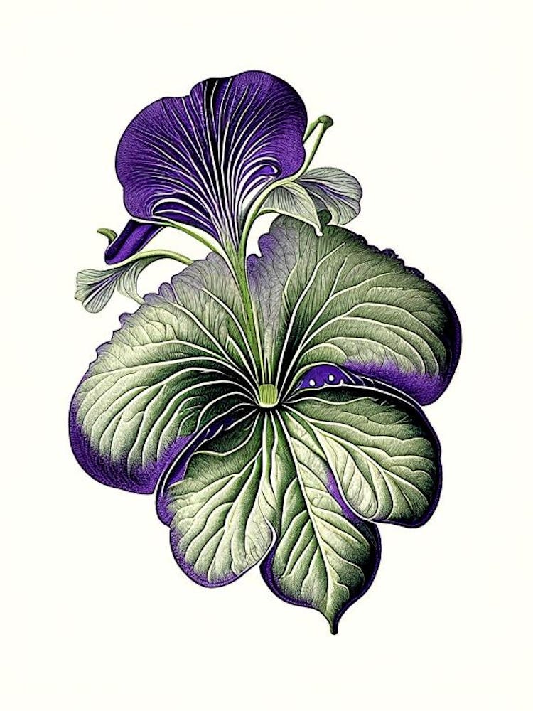 Sweet Violet Leaf Vintage Botanical 3