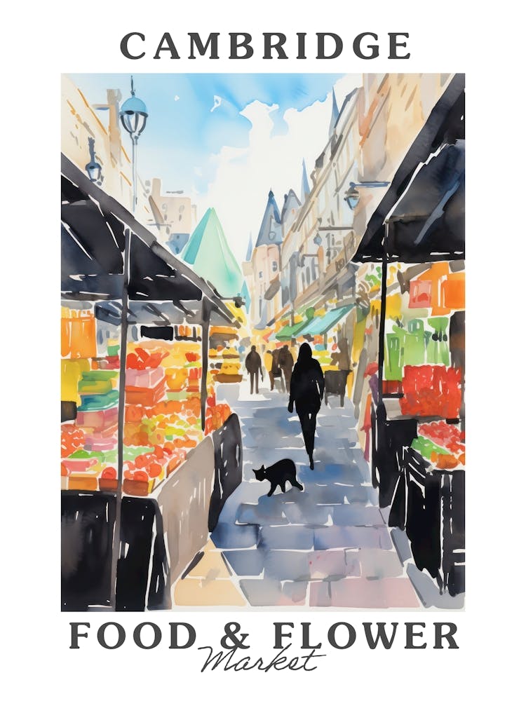 Lebensmittelmarkt mit Katzen in Cambridge 4 Poster
