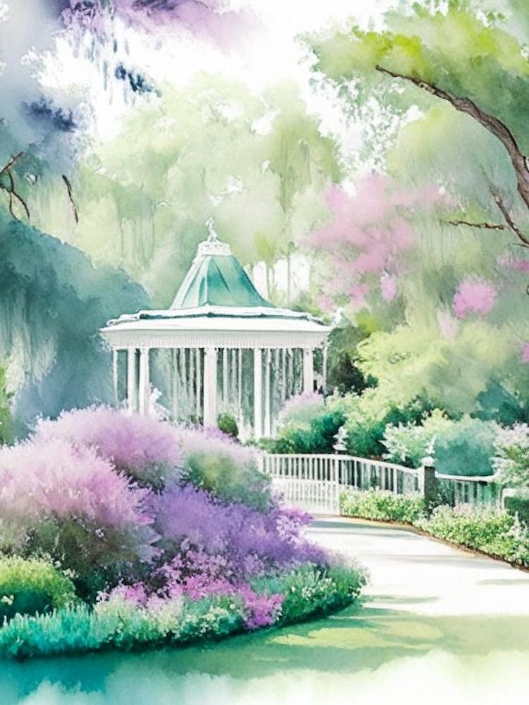 Bellingrath Gardens, Usa Pastel Watercolour