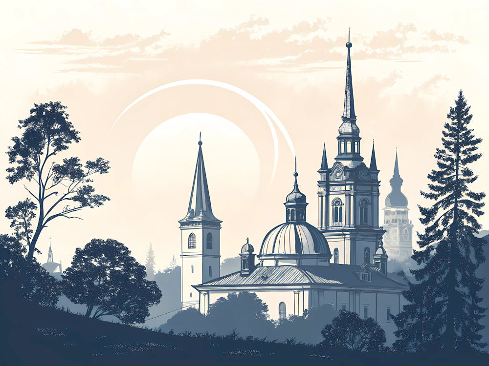 Minimalist Ink Sketch Of Silhouette Print Of His