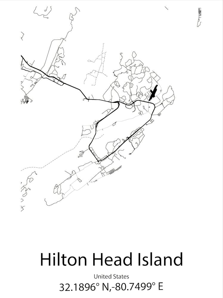 Hilton Head Island,United States Minimalist Map