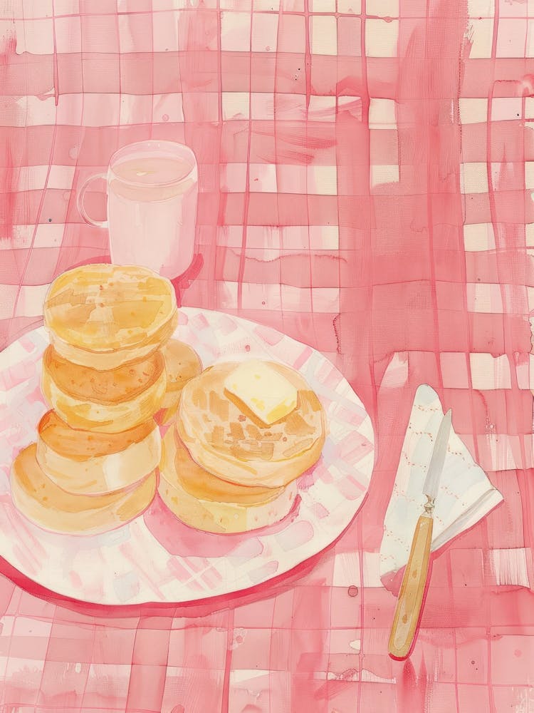 Pink Breakfast Food Crumpets 3