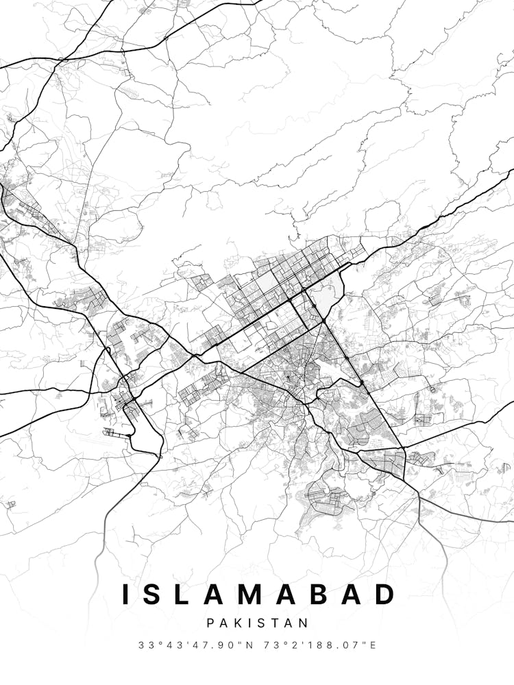 Islamabad Pakistan White Map