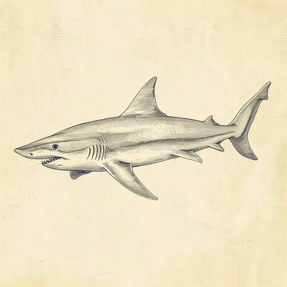 Blue Shark Vintage Illustration 1