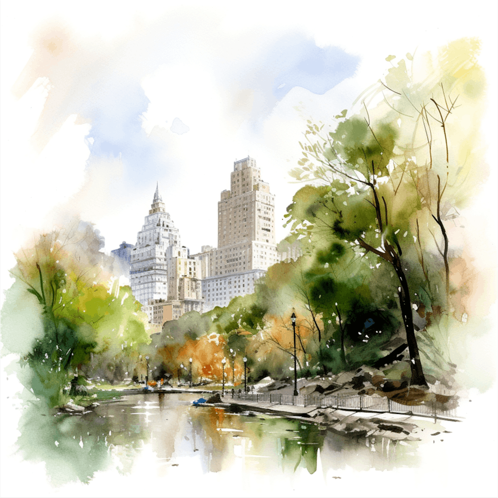 Peinture à l'Aquarelle Central Park