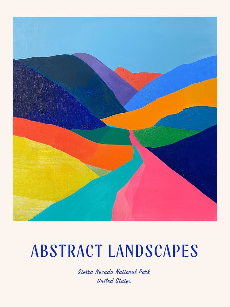 Colourful Abstract Sierra Nevada National Park Usa 3 Poster Blue